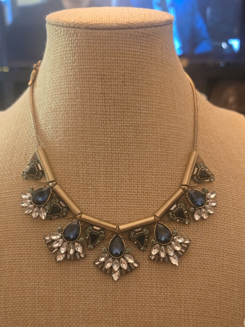 Chloe + Isabel Gold and Navy Teardrop Statement Necklace